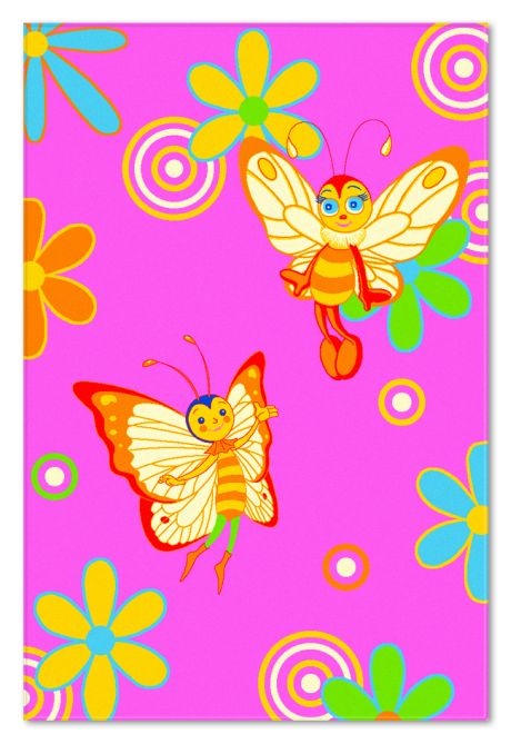 Růžový kusový koberec Motýlek