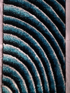 Modrý kusový koberec Shaggy Loop P053-A
