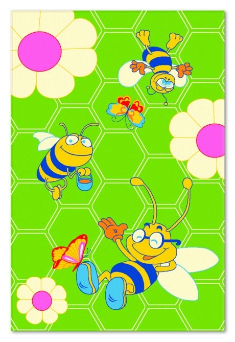 Zelený kusový koberec Včelka